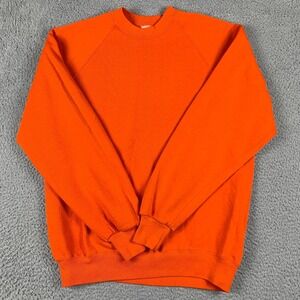 Vintage Jerzees Sweatshirt Mens XL Orange Blank Fleece 50/50 Made In USA 80's
